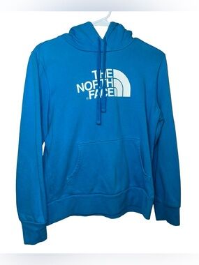 The North Face Bright Blue Pullover Hoodie with White Logo
